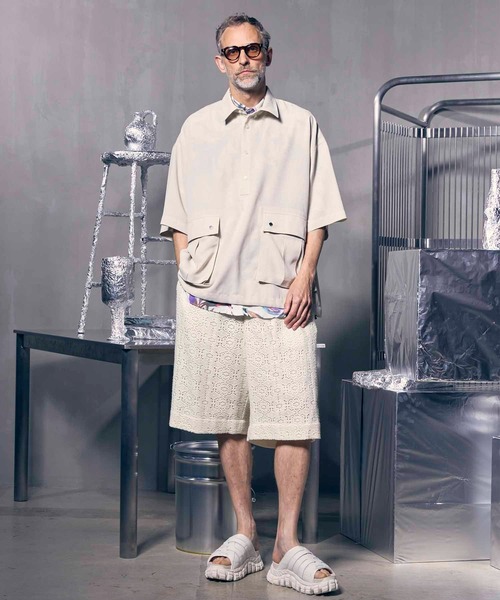 MAISON SPECIAL パンツ 「UNISEX」Crochet Like Mesh Prime-Wide