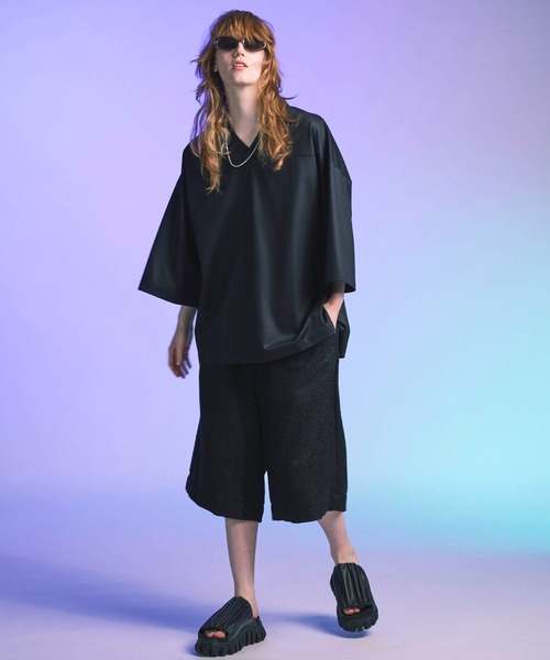 MAISON SPECIAL　メゾンスペシャル　ワイドショーツ　総柄　アイボリー MAISON SPECIAL パンツ 「UNISEX」Crochet Like Mesh Prime-Wide