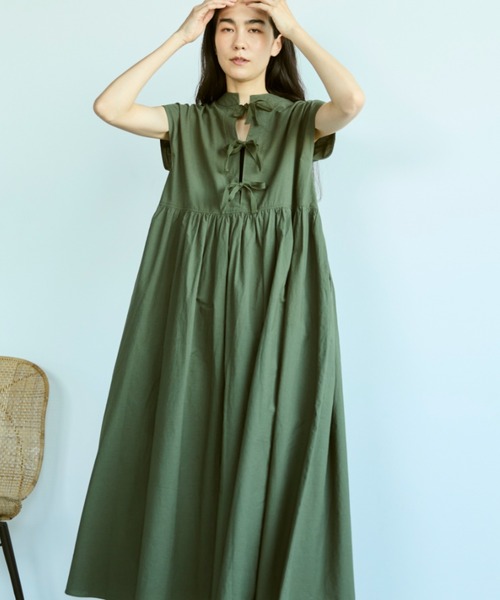 【新品未使用】CARVEN カルヴェン　フレンチスリーブ　ワンピース 総柄フレンチスリーブロング丈ワンピース 2サイズ ロング