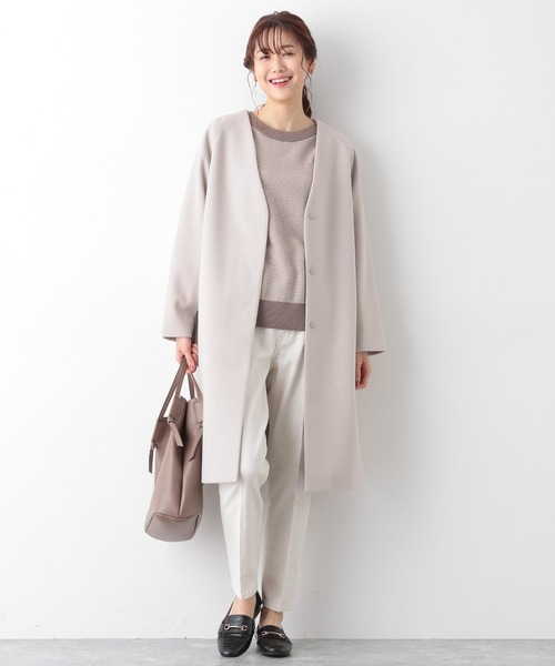「GLOBAL WORK」 ノーカラーコート MEDIUM ブラウン レディース_画像2