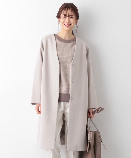 「GLOBAL WORK」 ノーカラーコート MEDIUM ブラウン レディース_画像3