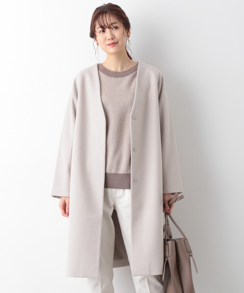 「GLOBAL WORK」 ノーカラーコート MEDIUM ブラウン レディース_画像4