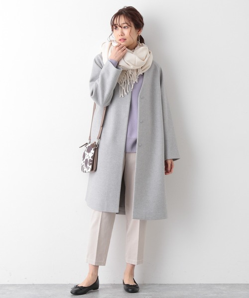 「GLOBAL WORK」 ノーカラーコート MEDIUM ブラウン レディース_画像5