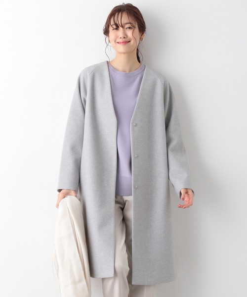 「GLOBAL WORK」 ノーカラーコート MEDIUM ブラウン レディース_画像7