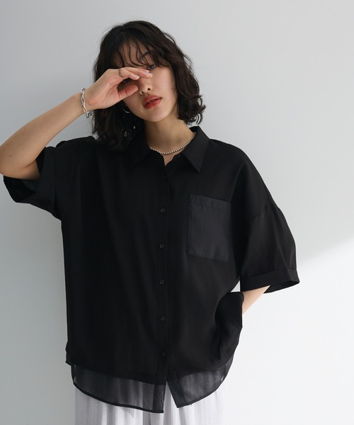 ブラウス シャツ レイヤードスリーブシャツ レディース sakishimatokyo ブラウス シャツ レイヤード風ブラウス