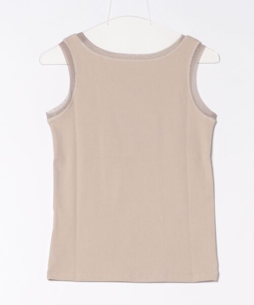 STYLEBLOCK タンクトップ ノースリーブ リブ×チュールトリミング