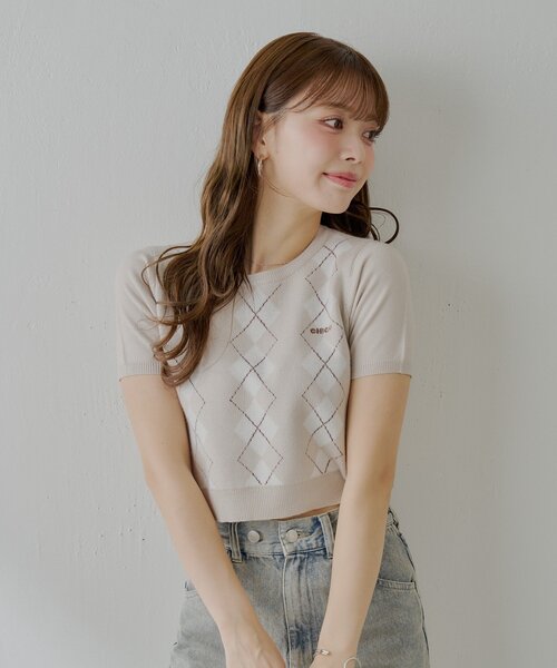 CURASTYLE ベージュ 半袖ニット 40 CLUEL 6月号掲載】OLIVIER ／ 半袖ニット