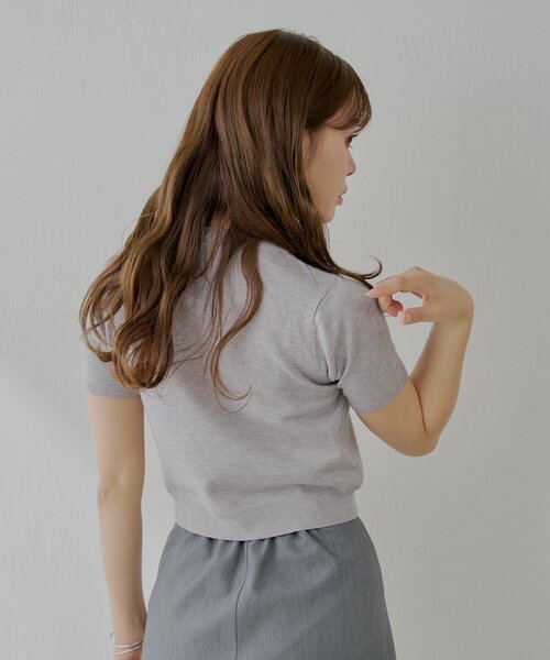 ニット セーター アーガイル半袖ニットトップス レディース Chico ニット セーター アーガイル半袖チビニット レディース