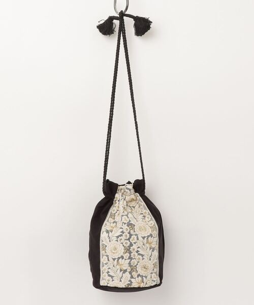 MOTO トートバッグ インド刺繍リボン丸底巾着BAG レディース