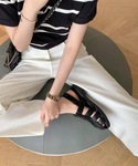 サンダル レザー調 メッシュ バックストラップ...の詳細画像2