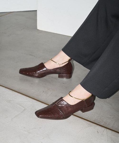 Le Talon GRISE シューズ 「追加」GRISEレザースクエアクロス