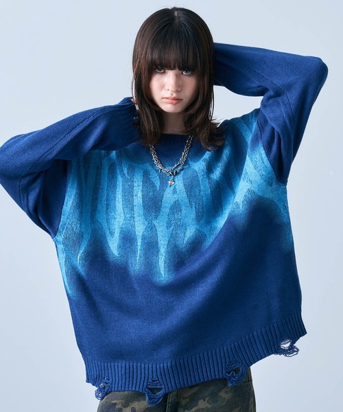 近年品！未使用級！バルマン グランジニット ダメージニット モヘア混 XL相当 近年品！未使用級！バルマン グランジニット ダメージニット モヘア混