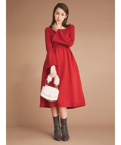 美品♡2wayセルフォードCELFORDベルスリーブホールガーメントワンピース CELFORD ワンピース ベルスリーブホールガーメントニット