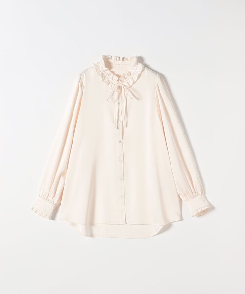 SHIPS any ブラウス シャツ any:「洗濯機可能」サテン フリル カラー