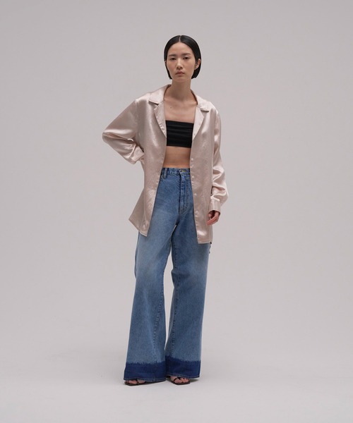 [ENOF] обработка Denim брюки M индиго голубой женский 