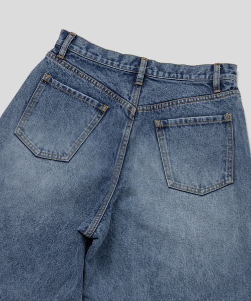 [ENOF] обработка Denim брюки M индиго голубой женский 
