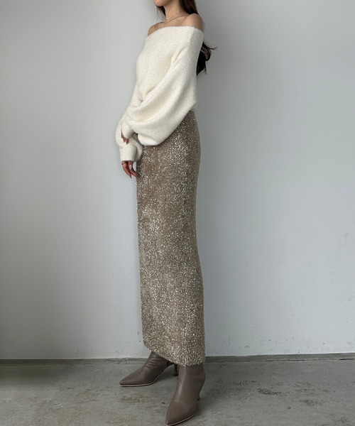 「Louere」 ニットスカート MEDIUM ベージュ系その他 レディース_画像6