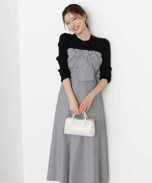 Proportion Body Dressing❤︎バックリボンドッキングワンピ PROPORTION BODY DRESSING ワンピース フロントリボンドッキング