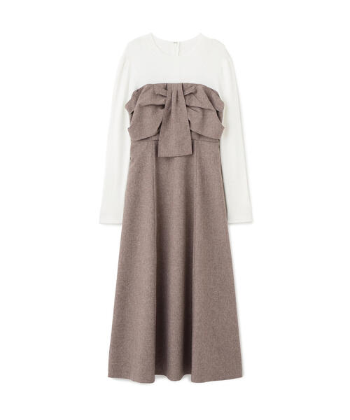 OBLI／リボングログランドッキングワンピース PROPORTION BODY DRESSING ワンピース フロントリボンドッキング