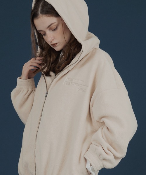 Mili affinity パーカー ロゴ刺繍オーバーサイズボアフリースジップ