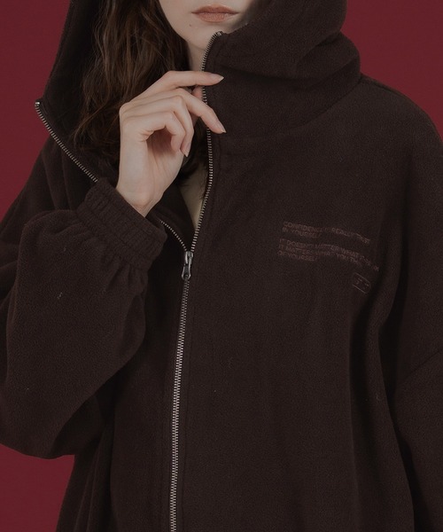 Mili affinity パーカー ロゴ刺繍オーバーサイズボアフリースジップ