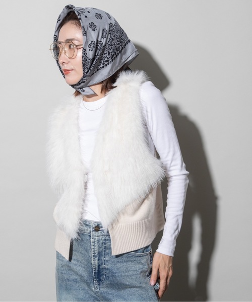 INÉD グレー ファーニットジレ サイズ9 フェイクファーニットジレ | REGINA ROMANTICO（レジィーナ
