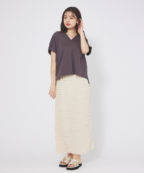 「abahouse mavie」 半袖カットソー フリー ブラック レディース_画像3