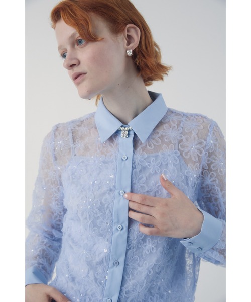 FURFUR  ファーファー　レース　トップス　長袖　透け FURFUR（ファーファー） SALE30%OFF トップス 24秋冬 フェザートリム