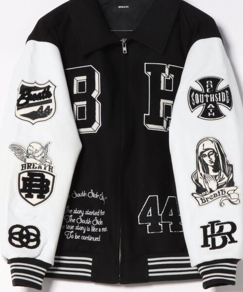 ダウンジャケット ダウン 「BREATH」BH PATCH STADIUM JACKET / ブラック 「BR25AW-O0002」 メンズの画像