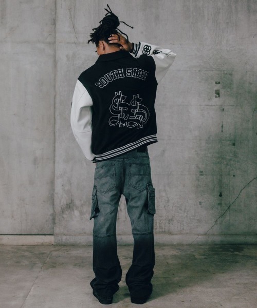 ダウンジャケット ダウン 「BREATH」BH PATCH STADIUM JACKET / ブラック 「BR25AW-O0002」 メンズの画像