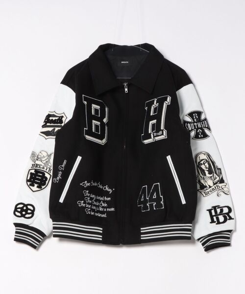 ダウンジャケット ダウン 「BREATH」BH PATCH STADIUM JACKET / ブラック 「BR25AW-O0002」 メンズの画像
