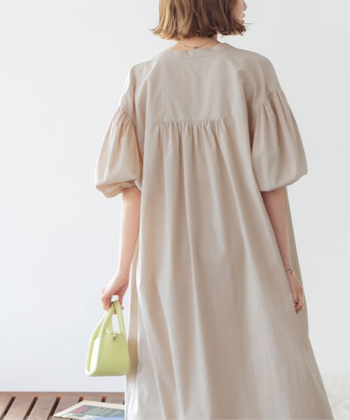 「titivate」 半袖ワンピース X-SMALL グレイッシュベージュ レディース_画像8