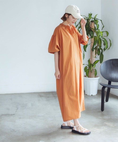 「titivate」 半袖ワンピース X-SMALL グレイッシュベージュ レディース_画像9