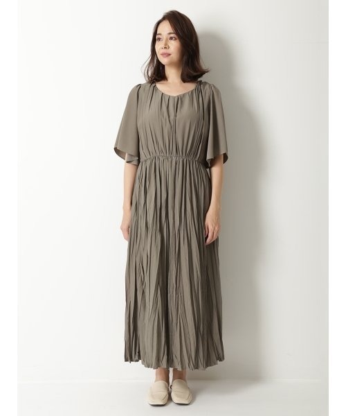 「Mila Owen」 半袖ワンピース 0 カーキ レディース_画像3