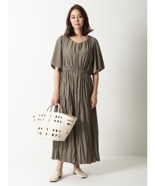 「Mila Owen」 半袖ワンピース 0 カーキ レディース_画像4