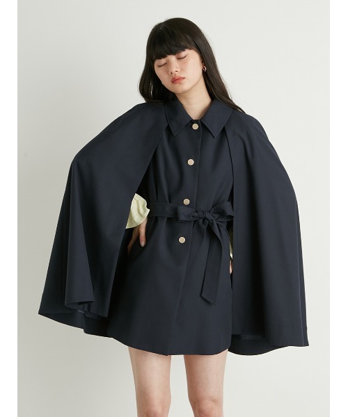 新品未使用　リリーブラウン　ポンチョコート LILY BROWN（リリーブラウン） ポンチョ FREE ネイビー レディース