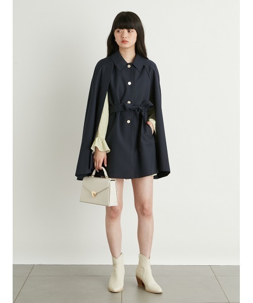 新品未使用　リリーブラウン　ポンチョコート LILY BROWN（リリーブラウン） ポンチョ FREE ネイビー レディース