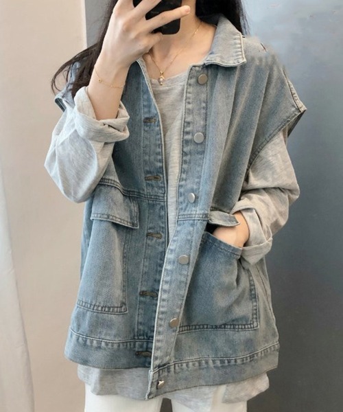 Sally Lunn デニムジャケット gジャン ノースリーブデニムジャケット