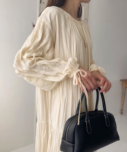 「LAUIR」 長袖ワンピース MEDIUM アイボリー レディース_画像4