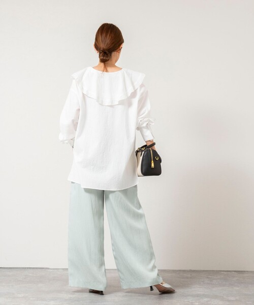 ワイドパンツ パンツ 「WEB＆一部店舗限定サイズアイテム」ウォッシャブルセルロースワイドパンツ レディースの画像