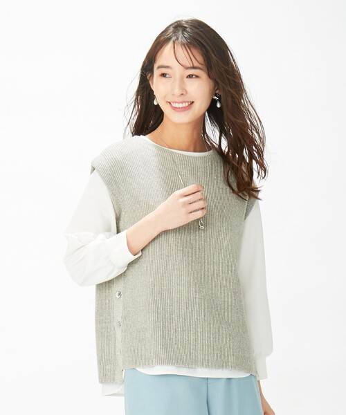 「J.PRESS Ladies」 ニットベスト SMALL ネイビー レディース_画像4