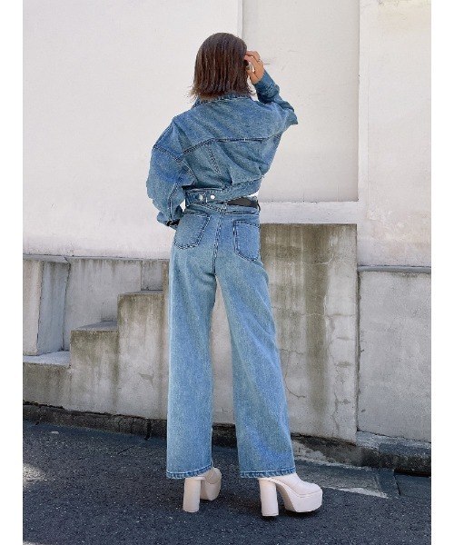 「ENVYM」 デニムジャケット FREE サックスブルー レディース_画像5