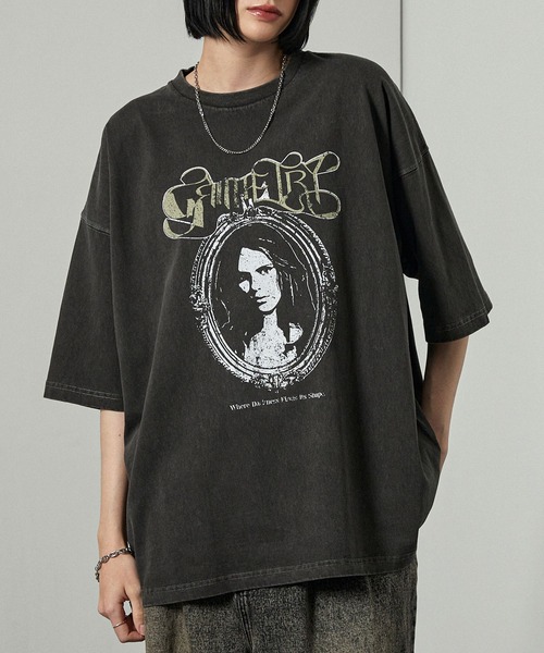 tシャツ 「Alfred Alex」ヴィンテージライク ピグメント オーバー