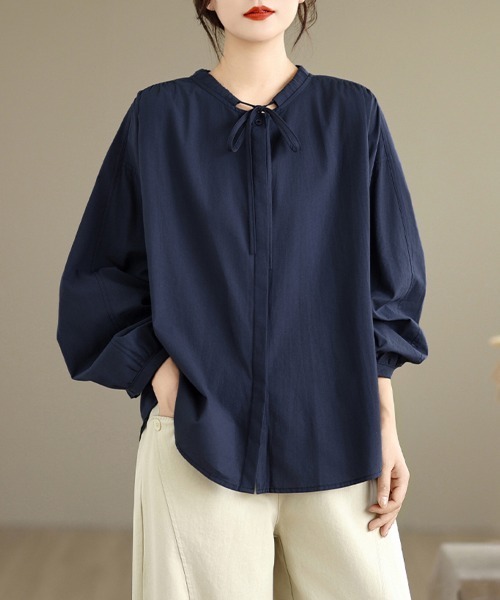 プリーツ加工 総柄シャツ ブラウス 長袖 ブラウス シャツ プリーツバックデザインブラウス レディース