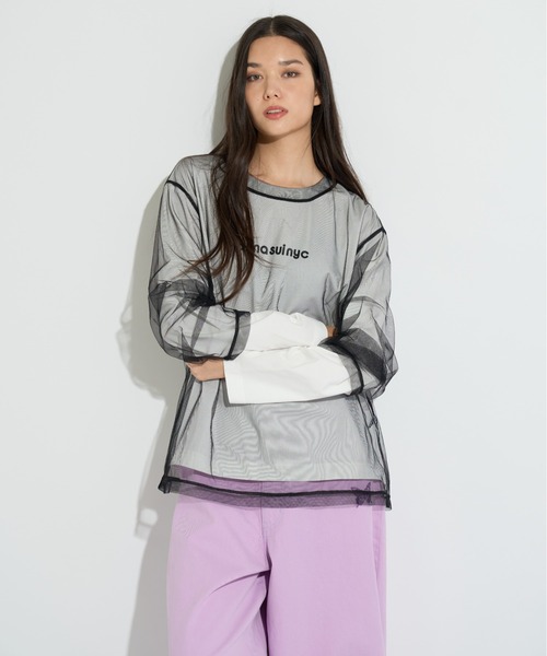 tシャツ メッシュレイヤードロングTシャツ レディース : ZOZOTOWN