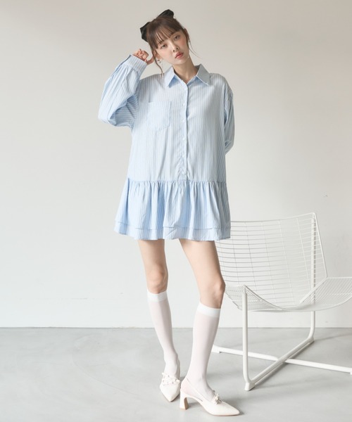 Nadana ワンピース ストライプティアードミニワンピース : ZOZOTOWN