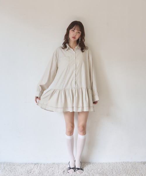 Nadana ワンピース ストライプティアードミニワンピース : ZOZOTOWN