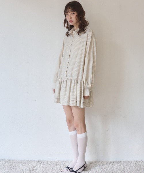 Nadana ワンピース ストライプティアードミニワンピース : ZOZOTOWN