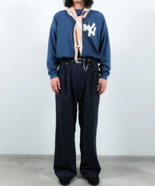 JieDa（ジエダ） スラックス STRIPE WIDE ONE TUCK PANTS メンズ