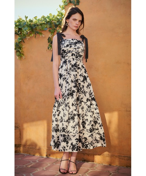 Estella.K ワンピース Sandra Floral-print long dress 2 ショルダー